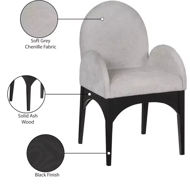 Meridian Furniture, Chaise de salle à manger en tissu chenille Waldorf