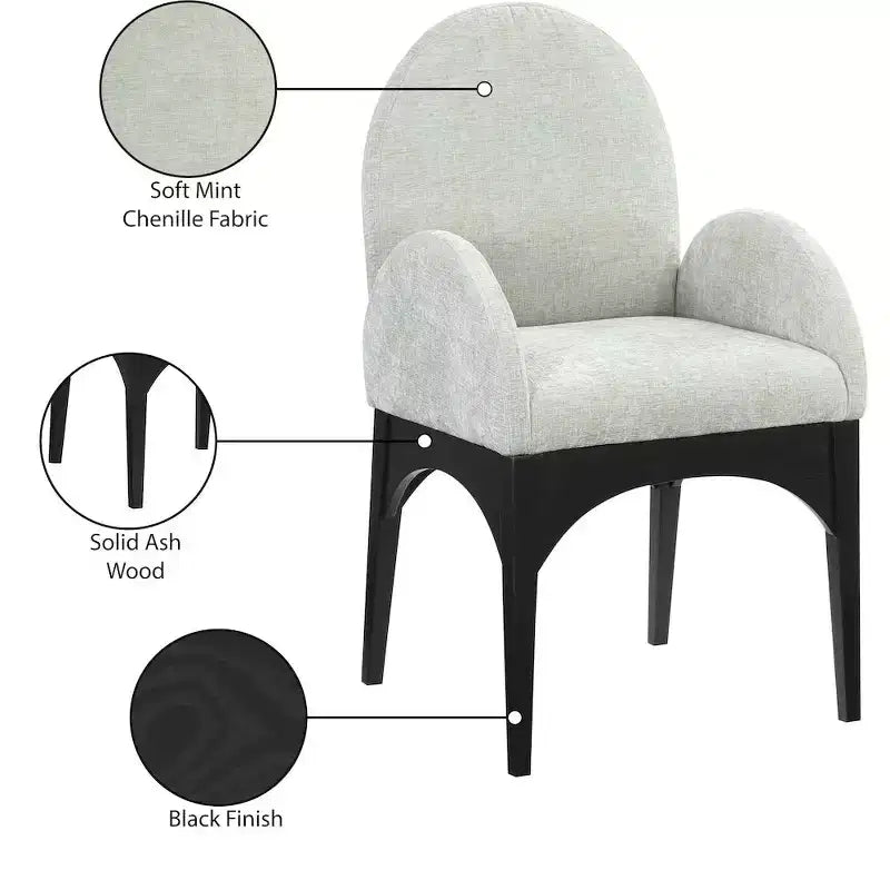 Meridian Furniture, Chaise de salle à manger en tissu chenille Waldorf