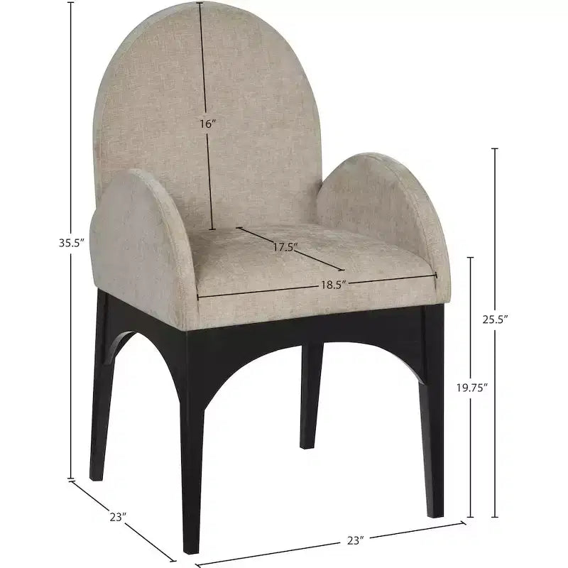 Meridian Furniture, Chaise de salle à manger en tissu chenille Waldorf