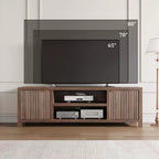 Meuble TV cannelé GustoWave pour 80 pouces, meuble de divertissement moderne avec rangement, meuble console média en bois avec porte et poignée cannelées