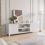 Meuble TV cannelé GustoWave pour 80 pouces, meuble de divertissement moderne avec rangement, meuble console média en bois avec porte et poignée cannelées