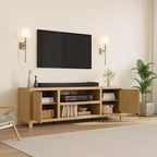 Meuble TV cannelé GustoWave pour 80 pouces, meuble de divertissement moderne avec rangement, meuble console média en bois avec porte et poignée cannelées