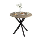 Table à manger ronde de 31,5 pouces, petite table de cuisine circulaire avec pieds en métal noir pour 2 à 4 personnes