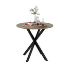 Table à manger ronde de 31,5 pouces, petite table de cuisine circulaire avec pieds en métal noir pour 2 à 4 personnes