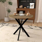 Table à manger ronde de 31,5 pouces, petite table de cuisine circulaire avec pieds en métal noir pour 2 à 4 personnes