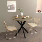 Table à manger ronde de 31,5 pouces, petite table de cuisine circulaire avec pieds en métal noir pour 2 à 4 personnes