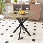Table à manger ronde de 31,5 pouces, petite table de cuisine circulaire avec pieds en métal noir pour 2 à 4 personnes