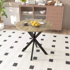 Table à manger ronde de 31,5 pouces, petite table de cuisine circulaire avec pieds en métal noir pour 2 à 4 personnes