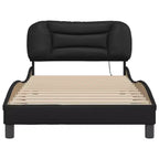 vidaXL Cadre de lit noir taille double avec tête de lit en mousse et bande lumineuse LED - Revêtement en similicuir contemporain - Meubles de chambre à coucher