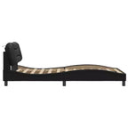 vidaXL Cadre de lit noir taille double avec tête de lit en mousse et bande lumineuse LED - Revêtement en similicuir contemporain - Meubles de chambre à coucher