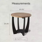 COZAYH Table d'appoint ronde rustique de style campagnard avec étagère de rangement, table d'appoint pour le salon ou les petits espaces dans les maisons, salon, noir