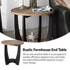 COZAYH Table d'appoint ronde rustique de style campagnard avec étagère de rangement, table d'appoint pour le salon ou les petits espaces dans les maisons, salon, noir