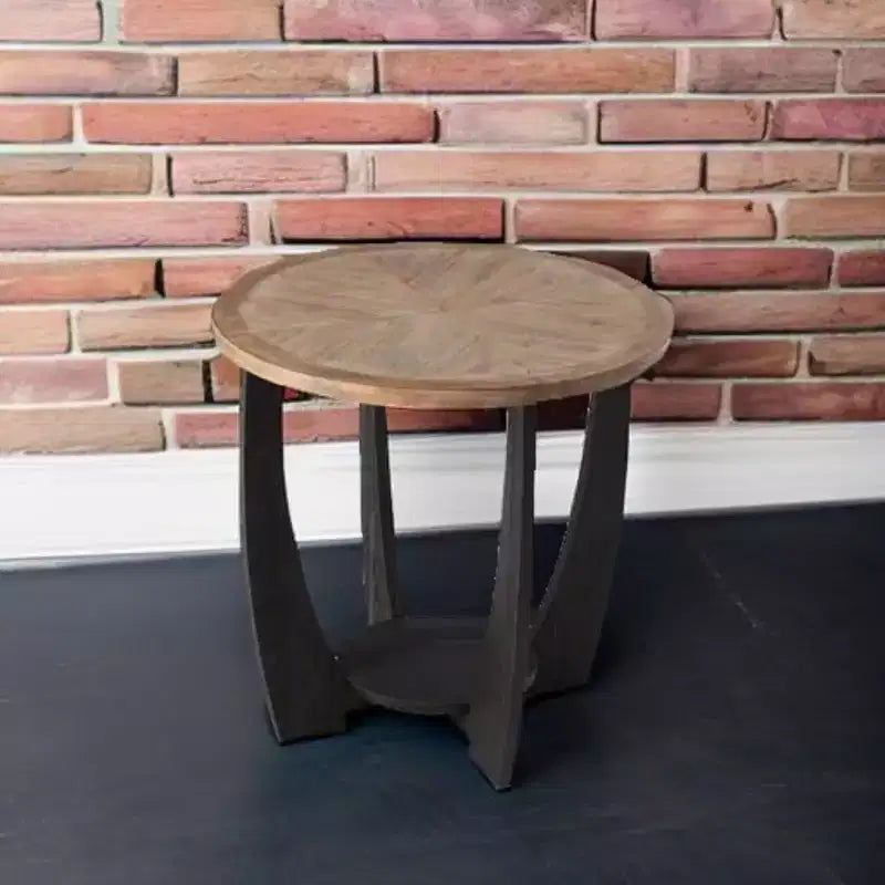 COZAYH Table d'appoint ronde rustique de style campagnard avec étagère de rangement, table d'appoint pour le salon ou les petits espaces dans les maisons, salon, noir