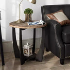 COZAYH Table d'appoint ronde rustique de style campagnard avec étagère de rangement, table d'appoint pour le salon ou les petits espaces dans les maisons, salon, noir