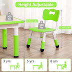 Ensemble Table et Chaises pour Enfants, Bureau Réglable en Hauteur pour Enfants de 2 à 10 Ans, Table d'Activités Manuelles, Pieds Antidérapants, pour Salles de Classe et Garderies