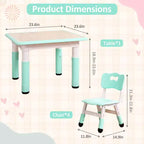 Ensemble Table et Chaises pour Enfants, Bureau Réglable en Hauteur pour Enfants de 2 à 10 Ans, Table d'Activités Manuelles, Pieds Antidérapants, pour Salles de Classe et Garderies
