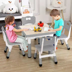 Ensemble Table et Chaises pour Enfants, Bureau Réglable en Hauteur pour Enfants de 2 à 10 Ans, Table d'Activités Manuelles, Pieds Antidérapants, pour Salles de Classe et Garderies
