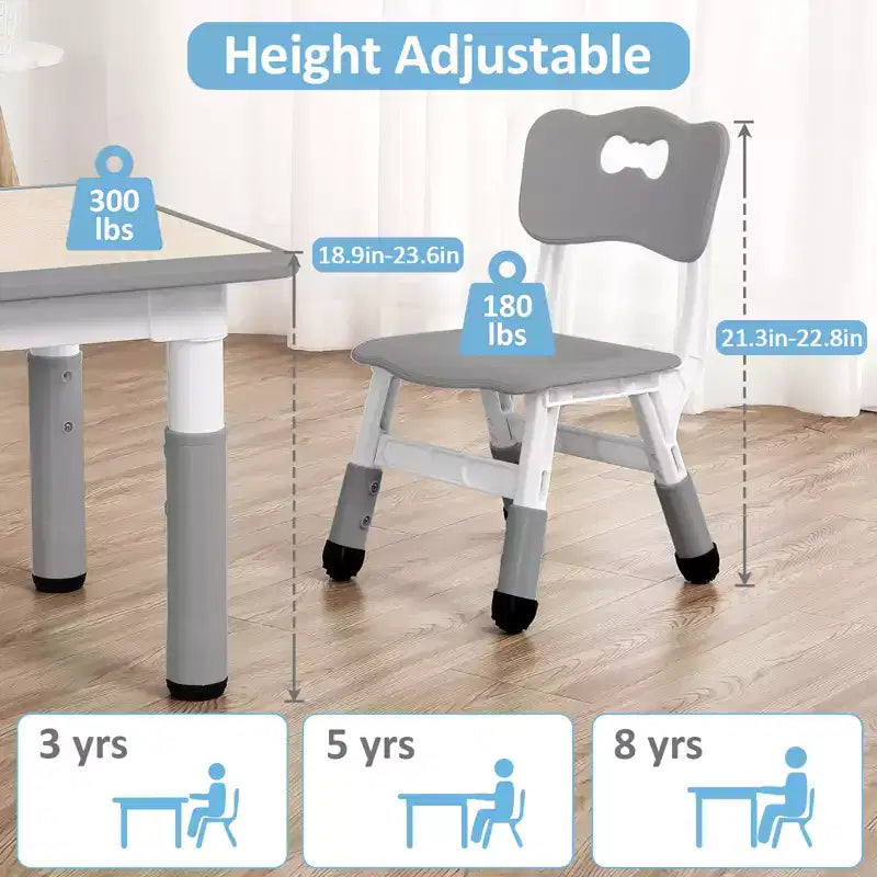 Ensemble Table et Chaises pour Enfants, Bureau Réglable en Hauteur pour Enfants de 2 à 10 Ans, Table d'Activités Manuelles, Pieds Antidérapants, pour Salles de Classe et Garderies