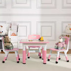 Ensemble Table et Chaises pour Enfants, Bureau Réglable en Hauteur pour Enfants de 2 à 10 Ans, Table d'Activités Manuelles, Pieds Antidérapants, pour Salles de Classe et Garderies