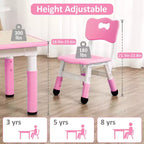 Ensemble Table et Chaises pour Enfants, Bureau Réglable en Hauteur pour Enfants de 2 à 10 Ans, Table d'Activités Manuelles, Pieds Antidérapants, pour Salles de Classe et Garderies