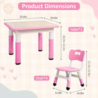 Ensemble Table et Chaises pour Enfants, Bureau Réglable en Hauteur pour Enfants de 2 à 10 Ans, Table d'Activités Manuelles, Pieds Antidérapants, pour Salles de Classe et Garderies