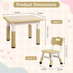 Ensemble Table et Chaises pour Enfants, Bureau Réglable en Hauteur pour Enfants de 2 à 10 Ans, Table d'Activités Manuelles, Pieds Antidérapants, pour Salles de Classe et Garderies