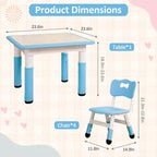 Ensemble Table et Chaises pour Enfants, Bureau Réglable en Hauteur pour Enfants de 2 à 10 Ans, Table d'Activités Manuelles, Pieds Antidérapants, pour Salles de Classe et Garderies
