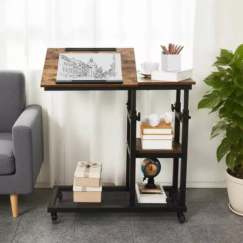 MAYEERTY Mobile C End Table, 26-34.5 Height Adjustable Couch Snack Table