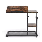 MAYEERTY Table d'appoint mobile en C, table basse réglable en hauteur de 26 à 34,5 pour canapé
