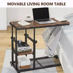 MAYEERTY Table d'appoint mobile en C, table basse réglable en hauteur de 26 à 34,5 pour canapé
