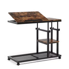 MAYEERTY Table d'appoint mobile en C, table basse réglable en hauteur de 26 à 34,5 pour canapé
