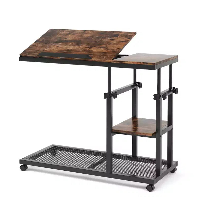 MAYEERTY Table d'appoint mobile en C, table basse réglable en hauteur de 26 à 34,5 pour canapé