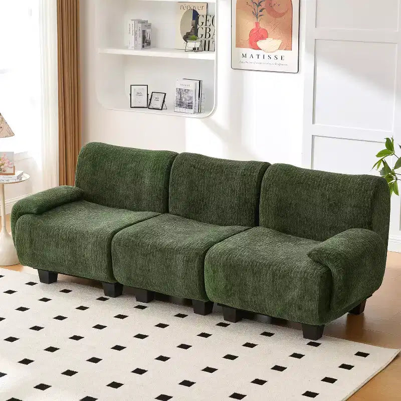 Canapé moderne 3 places Roxie de GDFStudio en chenille de 94,5 po avec accoudoirs incurvés