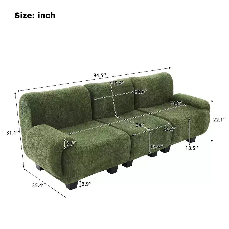 Canapé moderne 3 places Roxie de GDFStudio en chenille de 94,5 po avec accoudoirs incurvés
