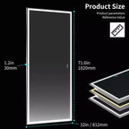 Miroir de salle de bain LED 72x32, miroir mural à cadre en aluminium, commande tactile, intensité variable, design étanche, parfait pour la salle de bain