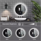 Miroir de salle de bain LED moderne de 61 cm, éclairage avant et arrière double, 3 modes de couleur, intensité réglable, anti-buée, miroir de courtoisie carré mural