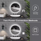 Miroir de salle de bain LED moderne de 61 cm, éclairage avant et arrière double, 3 modes de couleur, intensité réglable, anti-buée, miroir de courtoisie carré mural