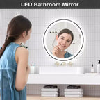 Miroir de salle de bain LED moderne de 61 cm, éclairage avant et arrière double, 3 modes de couleur, intensité réglable, anti-buée, miroir de courtoisie carré mural