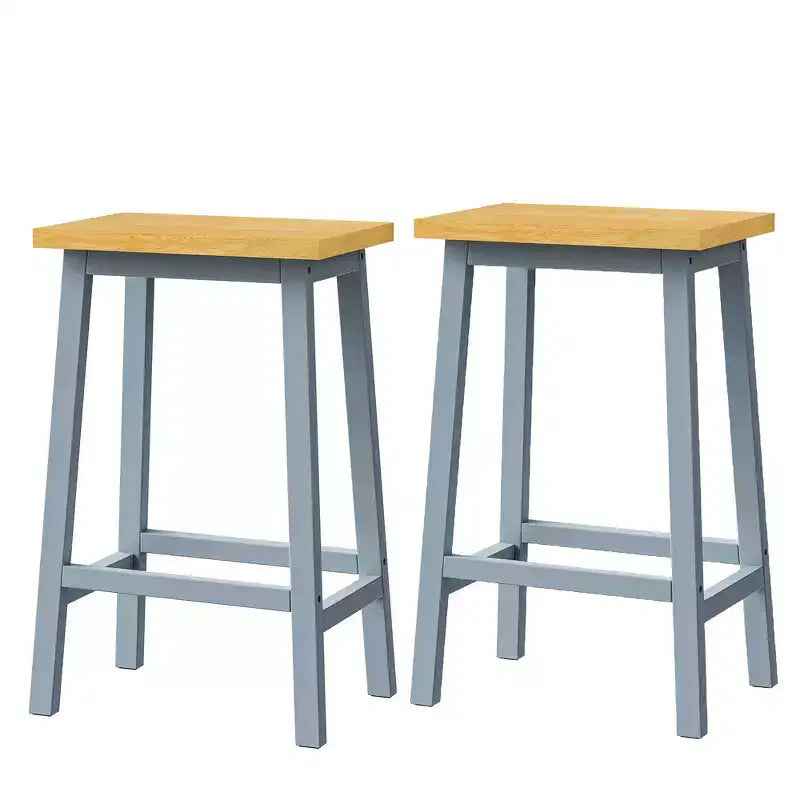 Tabourets de bar Whisen en bois massif, lot de 2 de 25,6 po, tabourets de comptoir de ferme avec repose-pieds