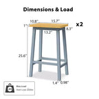 Tabourets de bar Whisen en bois massif, lot de 2 de 25,6 po, tabourets de comptoir de ferme avec repose-pieds