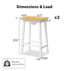 Tabourets de bar Whisen en bois massif, lot de 2 de 25,6 po, tabourets de comptoir de ferme avec repose-pieds
