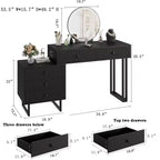 Coiffeuse GustoWave avec miroir et lumières, Petite coiffeuse de maquillage avec 5 tiroirs pour chambre à coucher, Organiseur de coiffeuse avec 3 couleurs de lumières