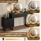 Coiffeuse GustoWave avec miroir et lumières, Petite coiffeuse de maquillage avec 5 tiroirs pour chambre à coucher, Organiseur de coiffeuse avec 3 couleurs de lumières