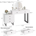 Coiffeuse GustoWave avec miroir et lumières, Petite coiffeuse de maquillage avec 5 tiroirs pour chambre à coucher, Organiseur de coiffeuse avec 3 couleurs de lumières