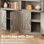 GustoWave Étagère de bibliothèque 68,7" avec armoire de rangement, meuble de rangement autonome à 5 niveaux, bibliothèque en bois avec portes, gris
