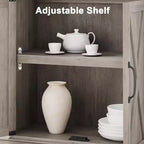 GustoWave Étagère de bibliothèque 68,7" avec armoire de rangement, meuble de rangement autonome à 5 niveaux, bibliothèque en bois avec portes, gris