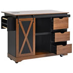 Îlot de cuisine de ferme Whisen 55.5 avec abattant, porte coulissante et station de recharge, design roulant