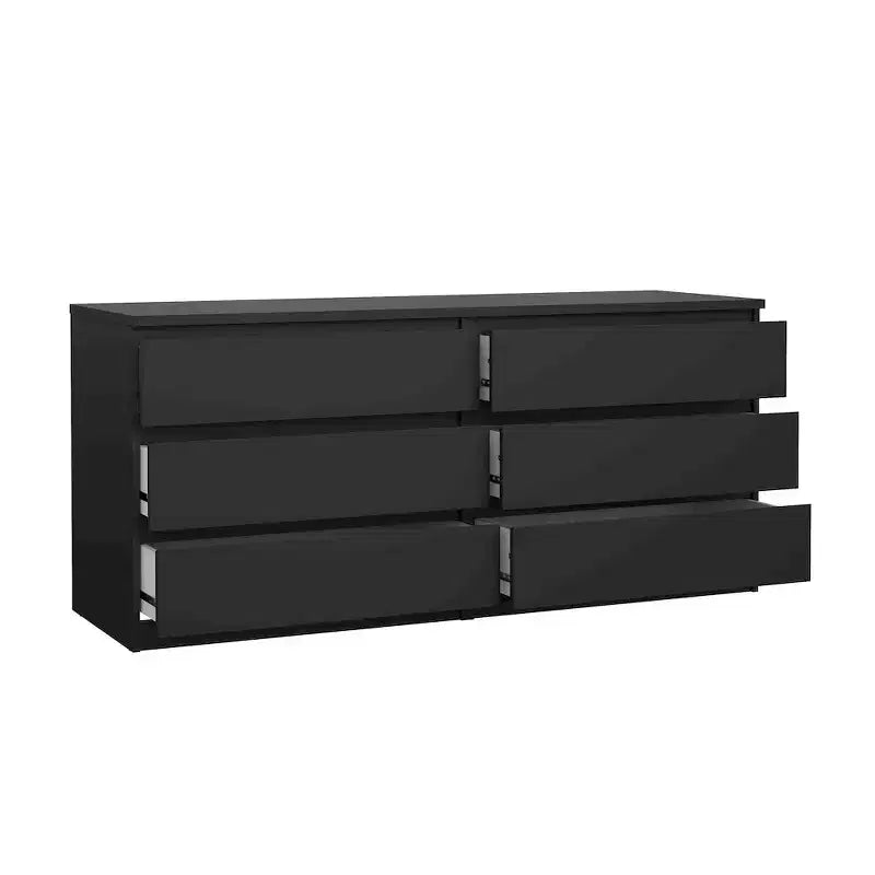 Commode double 6 tiroirs Tvilum Scottsdale, noir mat