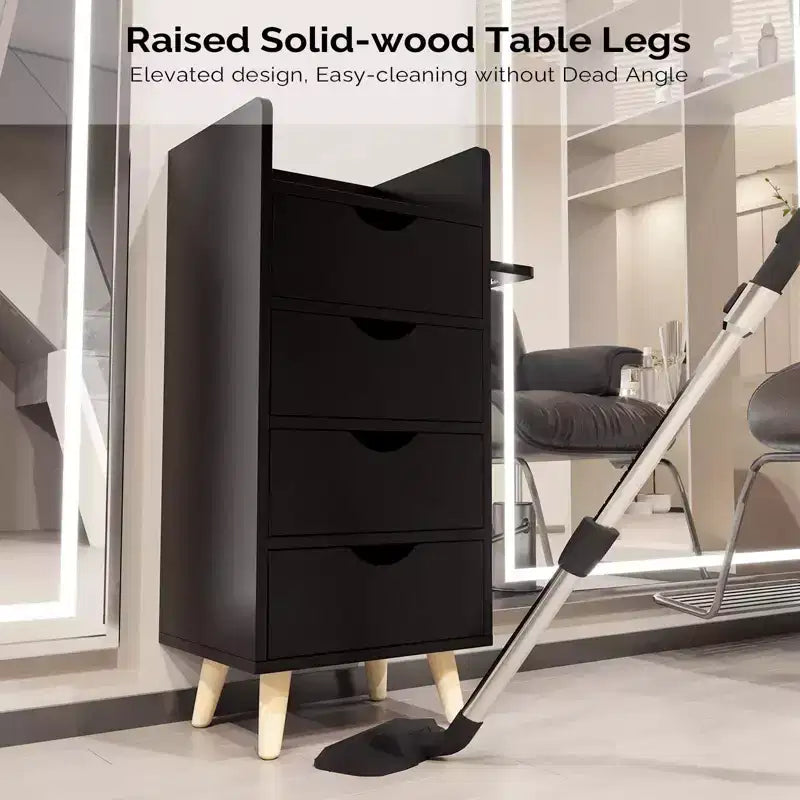 Meuble de rangement pour coiffeuse Karl Home Salon avec 4 tiroirs et 2 supports pour sèche-cheveux