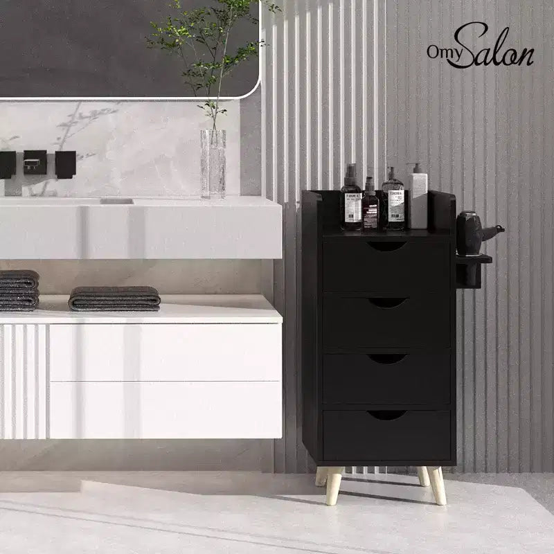 Meuble de rangement pour coiffeuse Karl Home Salon avec 4 tiroirs et 2 supports pour sèche-cheveux